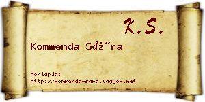 Kommenda Sára névjegykártya